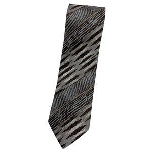 MISSONI Men's 100% Silk Necktie LUXURY Tie Brown Gray Art W:3.4" EUC